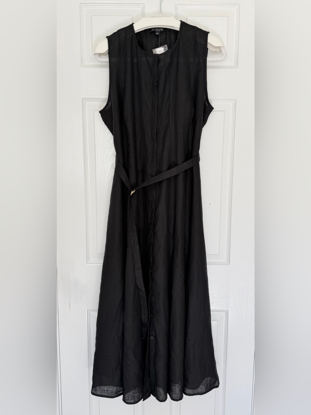 J.Crew Seamed Linen Dress With Removable Belt Black Size L NWT - Picture 5 of 12